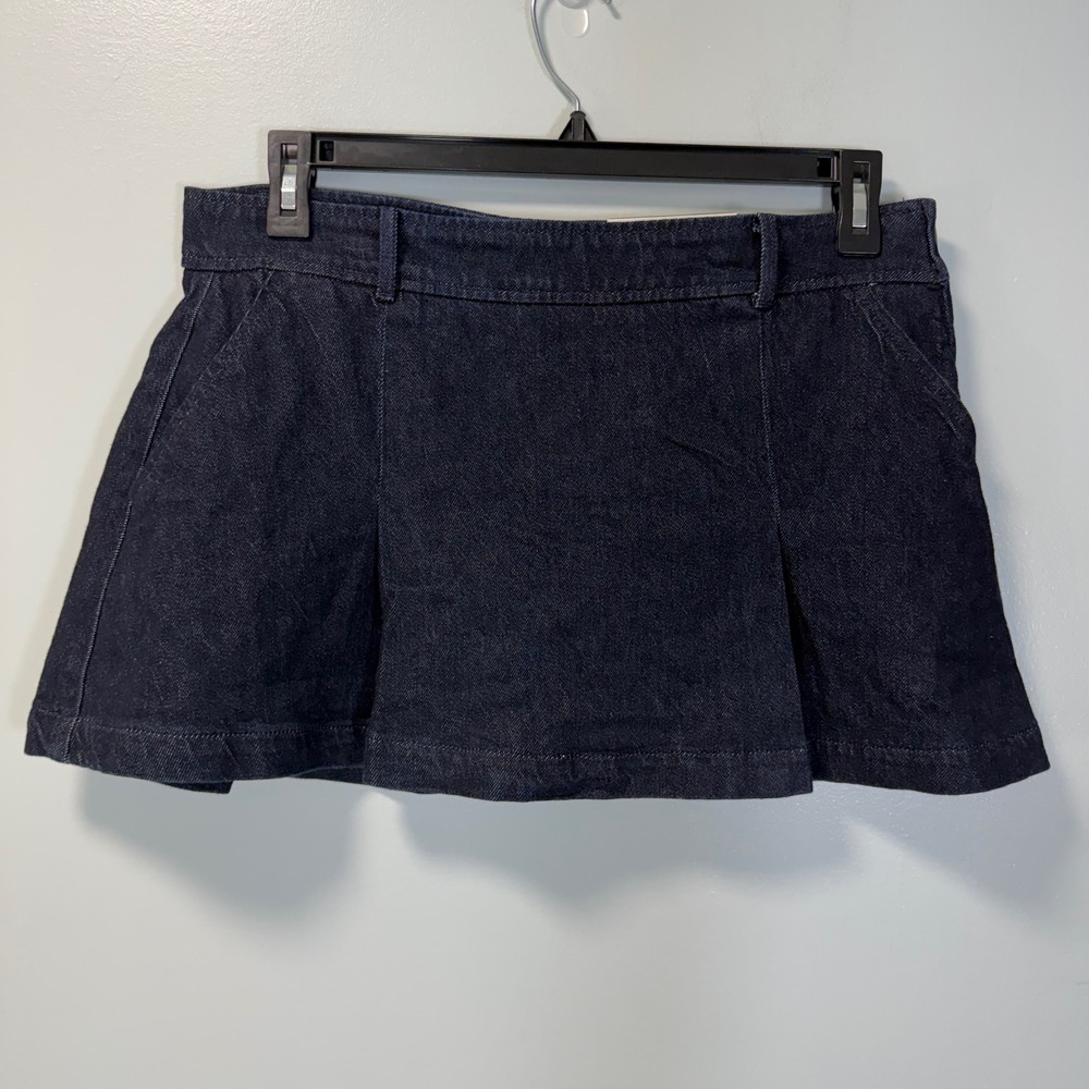 American Eagle Womens Blue Low-Rise Denim Mini Skort Size 10 Dark Wash NWT